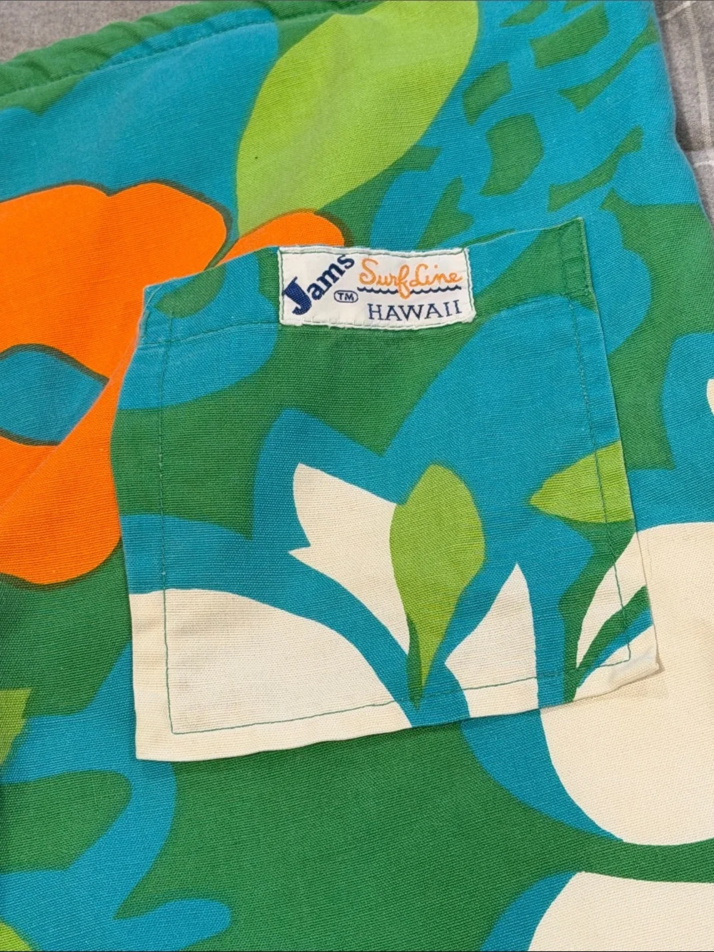 Vintage 60s 70s Jams World Surfline Hawaiian Print Colorful Cotton Shorts M - Picture 3 of 7